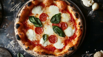 pizza with salami and cheese
