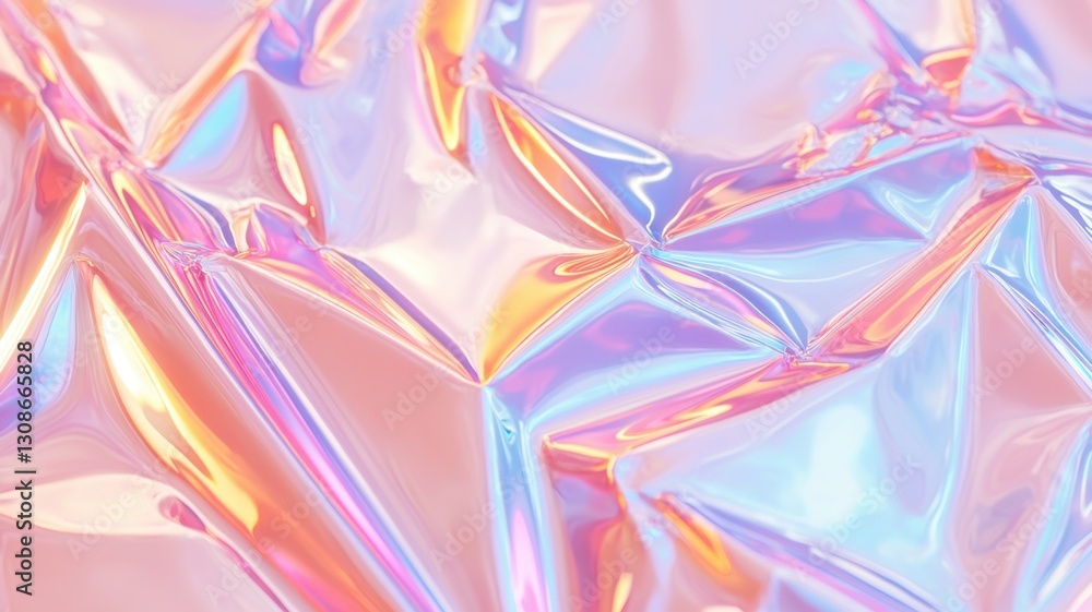 Poster abstract iridescent holographic crystal glass plates reflecting prismatic colors against gradient ra