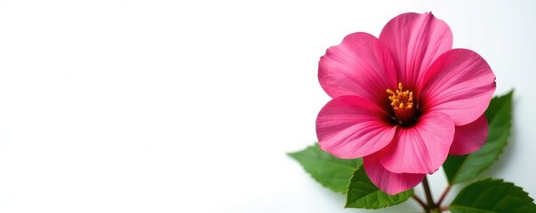 Obraz premium Freshly cut flower with leaves isolated on white background, flowers, flower