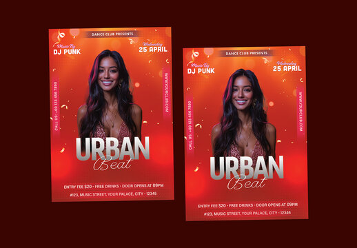 Urban Beat Party, Editable Party Flyer or Posters for Disco, Club and Upcoming Night Events.