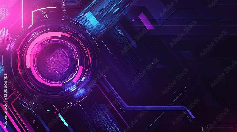 Poster vibrant digital abstract background with lines and circle elements