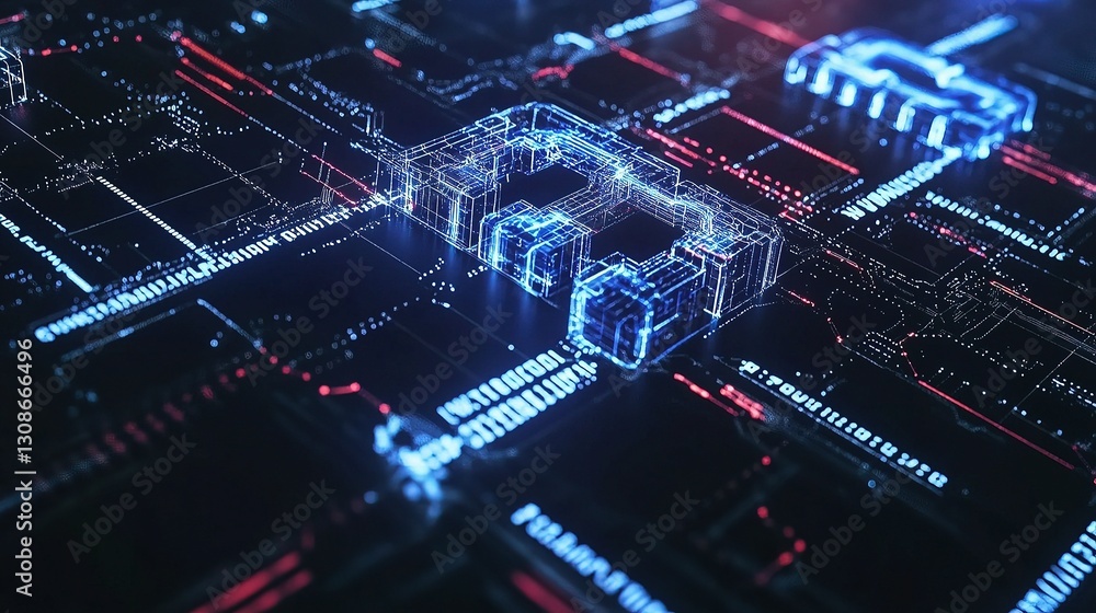 Poster colorful blockchain network concept with digital lines and scale