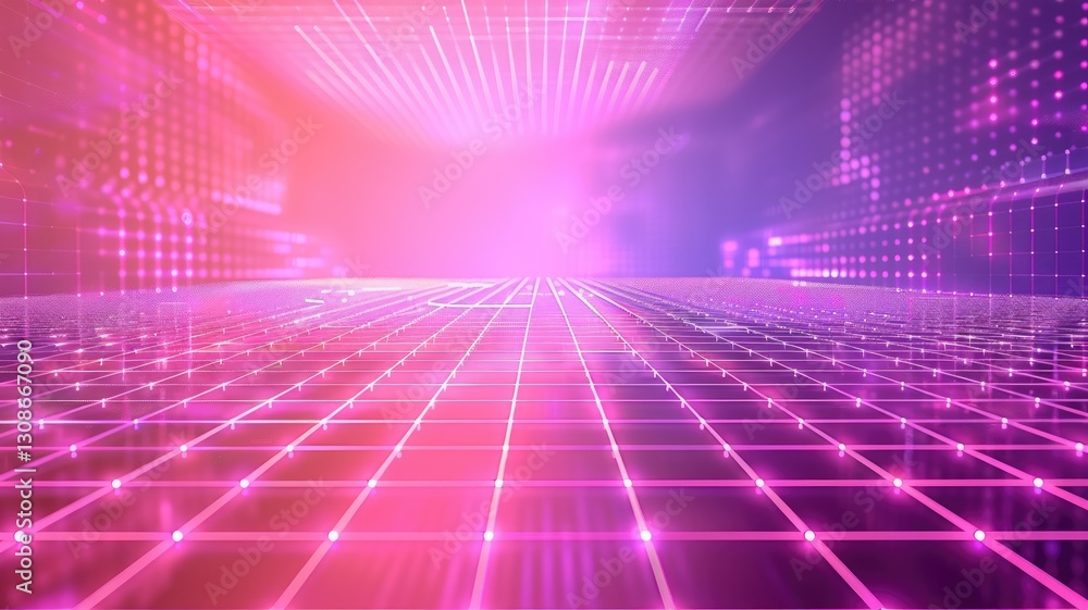Poster a vibrant abstract grid background that represents future technology. this modern design features a 