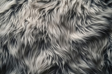 Naklejka premium Close-up view of plush, gray and white faux fur texture. Soft, fluffy, and luxurious.