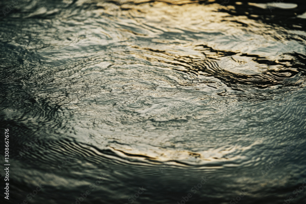 Poster Abstract close-up of water surface with ripple patterns reflecting light.