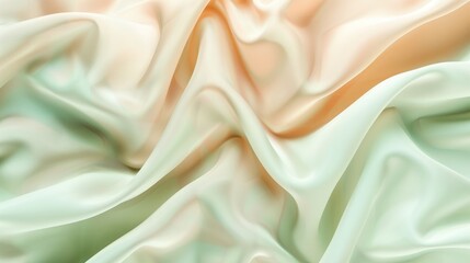 Obraz premium Abstract soft pastel wave pattern in beige and green tones. Digital background for art design. Background image of green and brown with floating and flowing wave pattern and soft pastel color. AIG51.