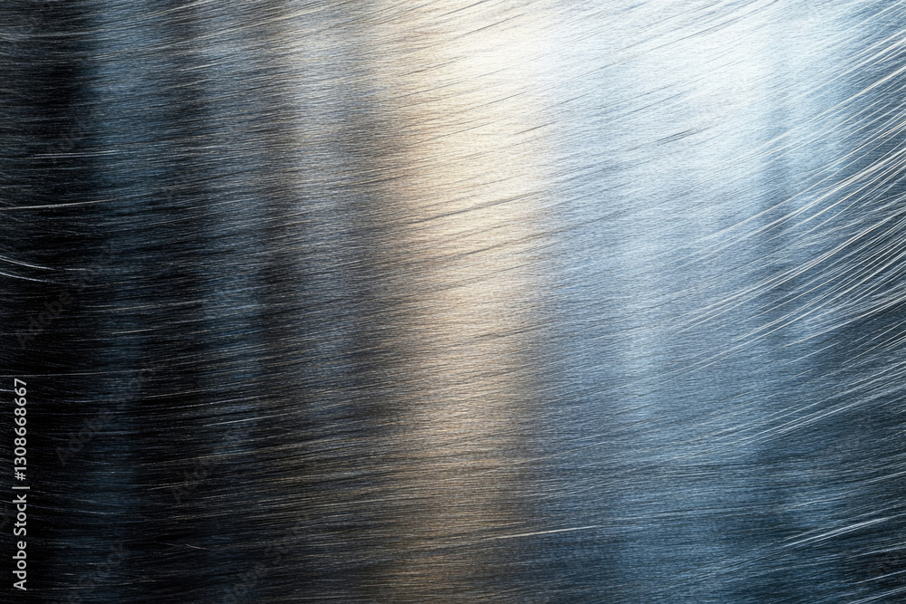 Poster Brushed metal texture with a gradient of light and dark gray hues, showing parallel lines.