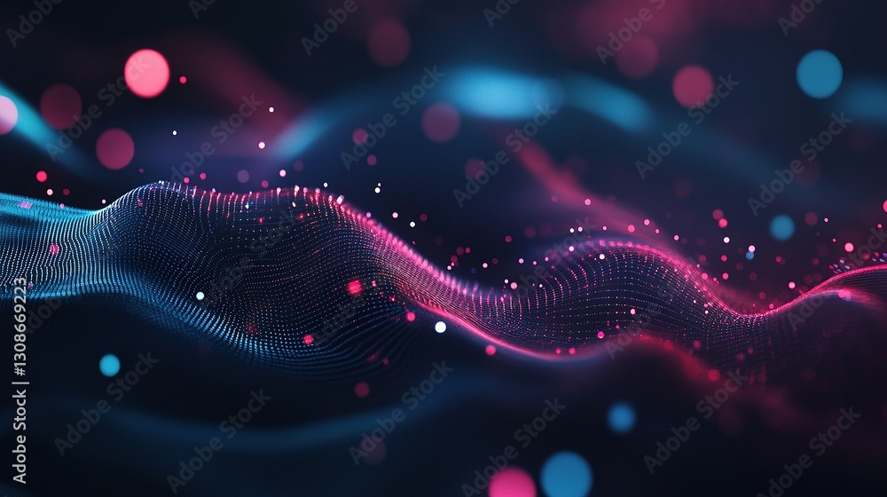 Poster abstract technology design with flowing lines and data visualization