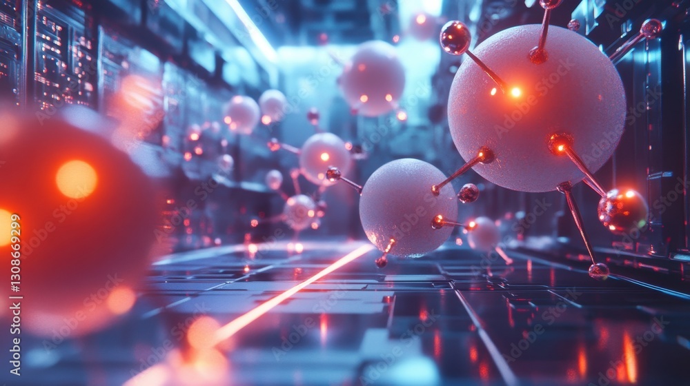Aufkleber abstract 3d representation of molecular structures, depicting atoms connected in a futuristic settin