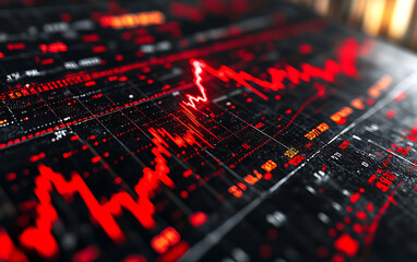 Stock Market Downturn Graph with Bold Red Downward Arrow  
