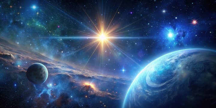 Galactic Space Scene with Sirius Star, astronomy, deep space