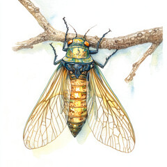 Illustration painted realistic insect boho feels airy