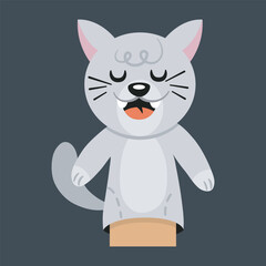 cat hand puppet character in isolated flat design