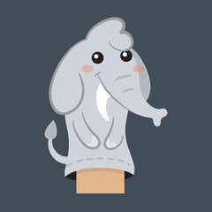elephant character hand puppet in isolated flat design