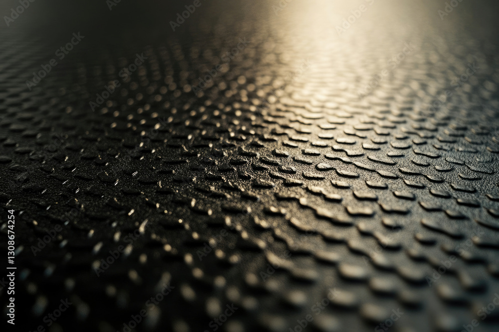 Poster Close-up of textured black surface with dimpled pattern illuminated by soft light.