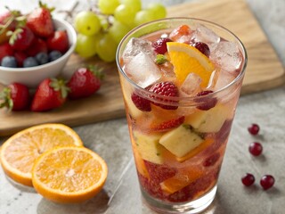Colorful Fruit Cocktail in a Glass