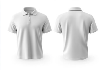 Men white polo shirt front and back view, Isolated blank front and back polo t-shirt for graphic design mock up