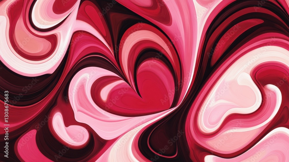 Aufkleber bold asymmetrical heart pattern in rich reds and soft pinks, creating a modern valentine background.
