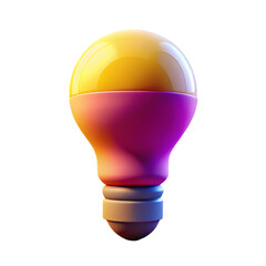 Obraz premium A stylized, 3D model of a lightbulb in vibrant yellow and pink hues