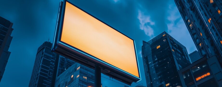 Niche Mockup Digital Billboard on a Skyscraper at Night