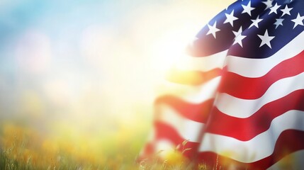 A bright, sunny picture of the American flag.  Perfect for July 4th, Memorial Day, Veterans Day, or any patriotic holiday.  Space is available to add text.
