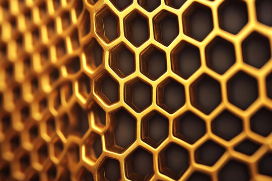Golden Honeycomb Structure Background for Creative Designs and Applications