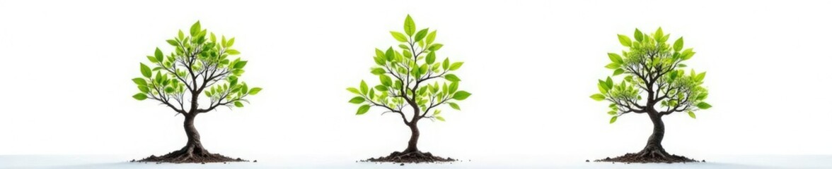 Sprouting tree branches isolated on white background, nature, tree branch, isolation