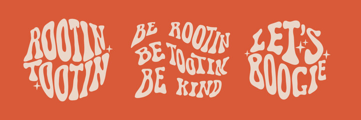 Set of hand drawn lettering Rootin Tootin phrases. Vector retro style poster template. wild west illustration