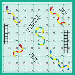 Ladder snakes game,Funny frame for children.Vector illustrations.
