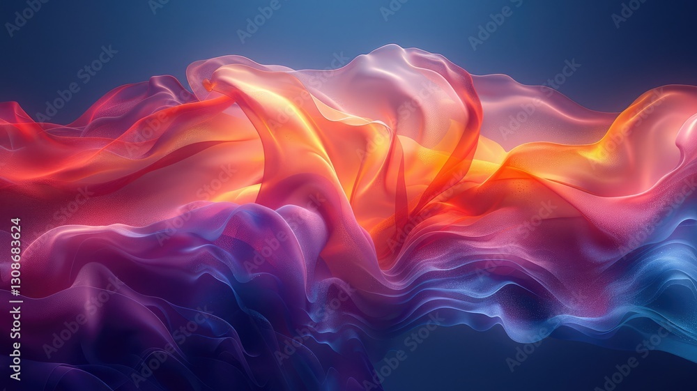 Poster this vibrant and colorful abstract wave pattern features smooth, flowing layers in navy and light hu