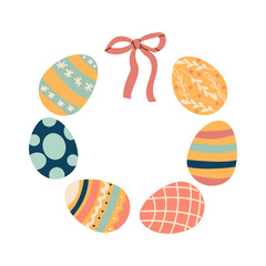 Easter eggs. Seamless vector background with colorful Easter eggs. Happy Easter. Eggs for Easter holidays design concept. Vector Illustration flat style design for invitations, prints, wrapping paper