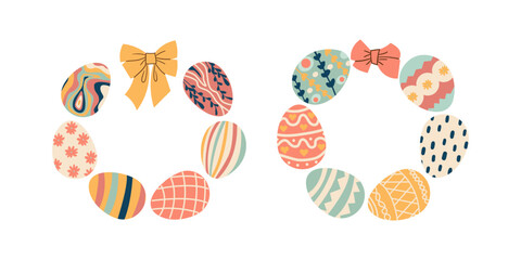 Easter eggs. Seamless vector background with colorful Easter eggs. Happy Easter. Eggs for Easter holidays design concept. Vector Illustration flat style design for invitations, prints, wrapping paper