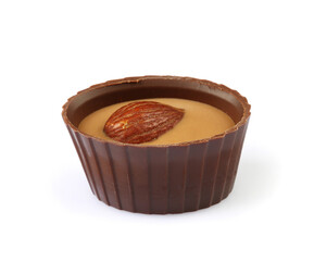 Chocolate praline isolated on white background with clipping path