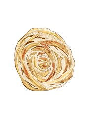 Fototapeta premium Hand drawn illustration of Roti canai, also known as roti cane or roti parotta, is an Indian-influenced flatbread dish. Usually eat during breakfast with curry.