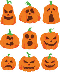 halloween pumpkins set