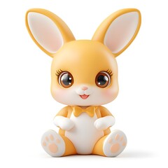 Adorable Orange Cartoon Rabbit with Bow Tie