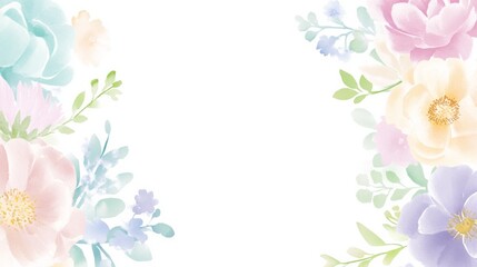 Exquisite Illustration Design of Greeting Card with Soft Pastel Watercolor Flowers