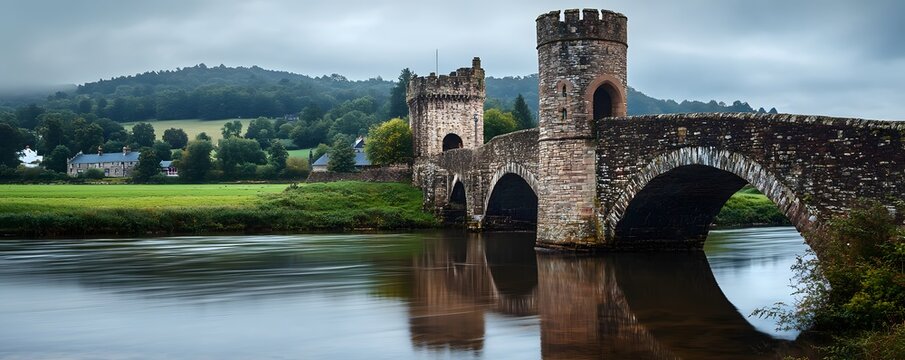 Monnow Bridge in Wales with medieval gatehouse