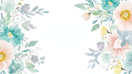 Exquisite Illustration Design of Greeting Card with Soft Pastel Watercolor Flowers