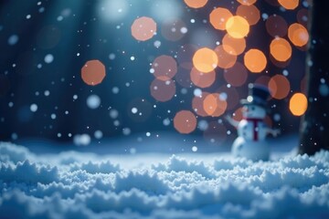 Fototapeta premium Snowflakes dance in the air under twinkling lights, festive, snowy, fun