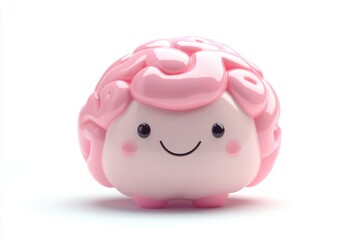 This adorable pink brain-shaped toy features a happy smiling face, perfect for education and play. Ideal for children's rooms or learning spaces, it inspires creativity.
