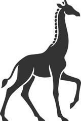 Giraffe walking gracefully with one front leg lifted vector silhouette