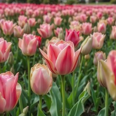 pink tulips in the garden