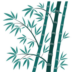 Bamboo plant silhouette vector illustration, tropical greenery with leaves, nature and zen design concept, eco-friendly symbol of growth and tranquility
