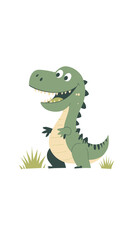 Fototapeta premium Happy Cartoon Dinosaur Minimalist SVG Vector on White Background