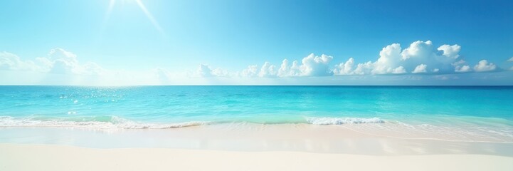 Fototapeta premium White sand, calm waves, sunny sky, vast open space , serenity, imagery, beautiful