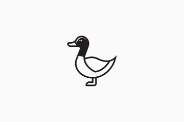 Duck silhouette minimalist head logo, Icon, element. Vector illustration