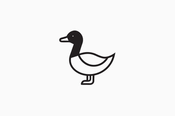 Duck silhouette minimalist head logo, Icon, element. Vector illustration