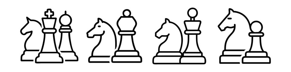 chess icon, chess line art - simple line art of chess, perfect for chess logos and icons