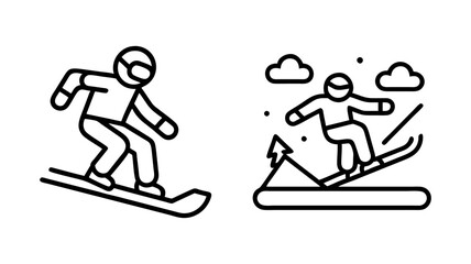 Obraz premium snowboarding icon, snowboarding line art - simple line art of snowboarding, perfect for snowboarding logos and icons